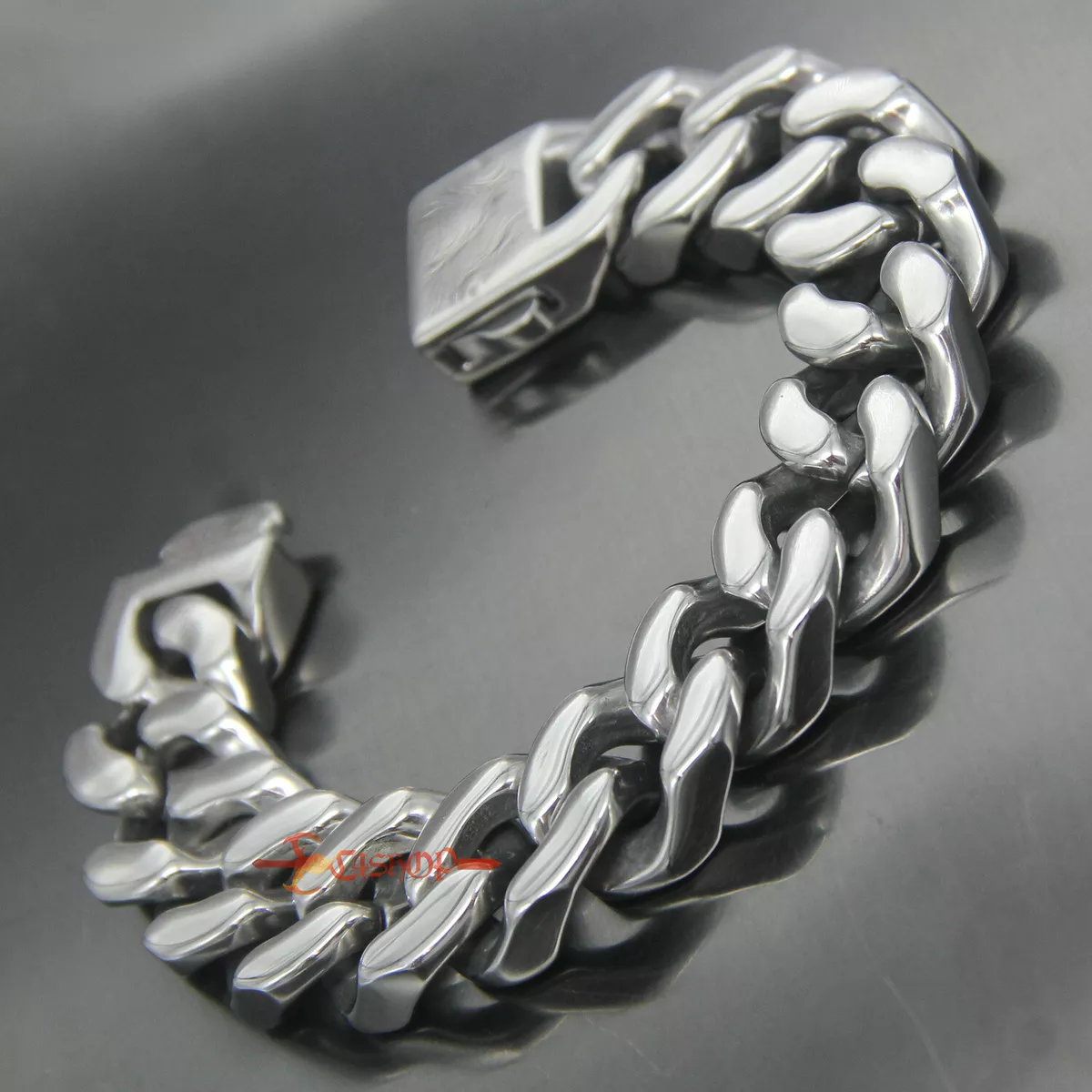 Mens silver link deals bracelet