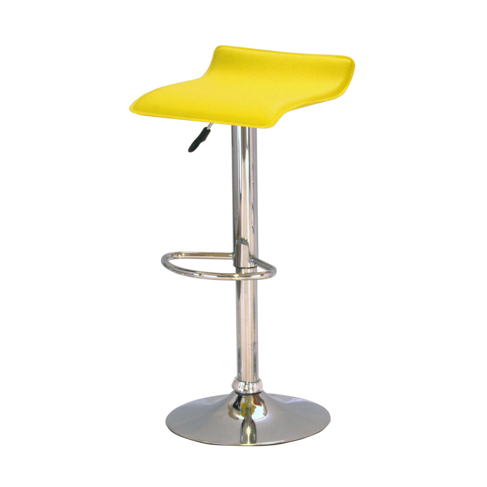 Yellow Leather Bar Stools Small Swivel Adjustable Seat Chrome Low Back Pack of 2