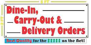 DINE IN, CARRY OUT & DELIVERY Giant Size All Weather Banner Sign Pizza