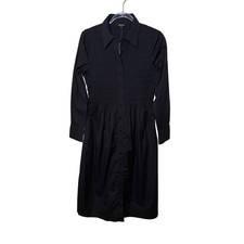 Madewell Smocked Midi Shirtdress in Poplin Jet Black Size Medium NEW