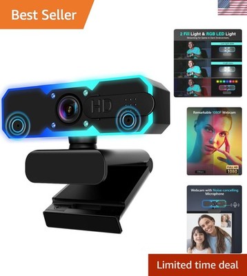 1080P 60FPS Streaming Camera Webcam with Microphone and Fill RGB Light,Autofo...