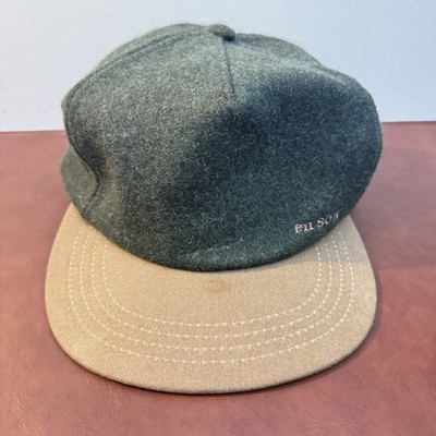 Vintage Cc Filson Hat Wool Tin Cloth Waxed Tan Green Leather Strap Cap USA