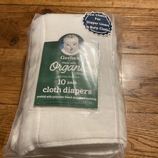 Gerber Prefold Cloth Diapers 10-PACK 20"x 14" Padding burp cloth white NEW