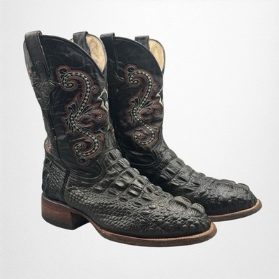 Ferrini Caiman Crocodile Print Cowboy Boots Black Western Men s Size 8D