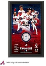 Freddie Freeman Braves 2021 World Series Champs Autographed Baseball +Shadow Box