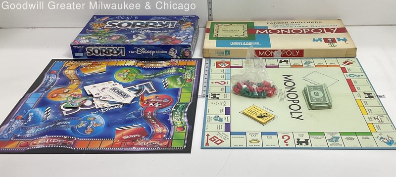 Vintage Parker Brothers Monopoly & Disney Sorry! Family Board Games IOBs