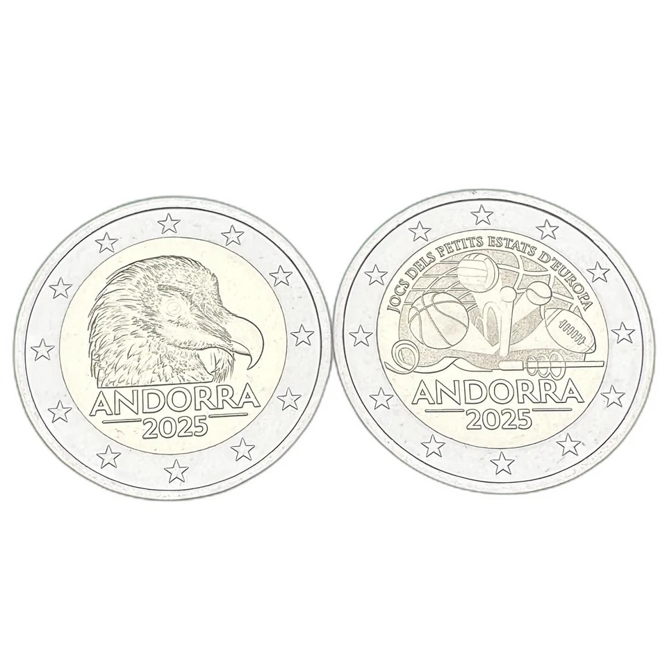 Andorra 2025 SET Spiele und Bartgeier Unzirkuliert 2euro - Bild 1 von 2