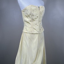 Jessica McClintock Gunne Sax yellow Strapless Corset Gown Sz 9 Vintage Formal