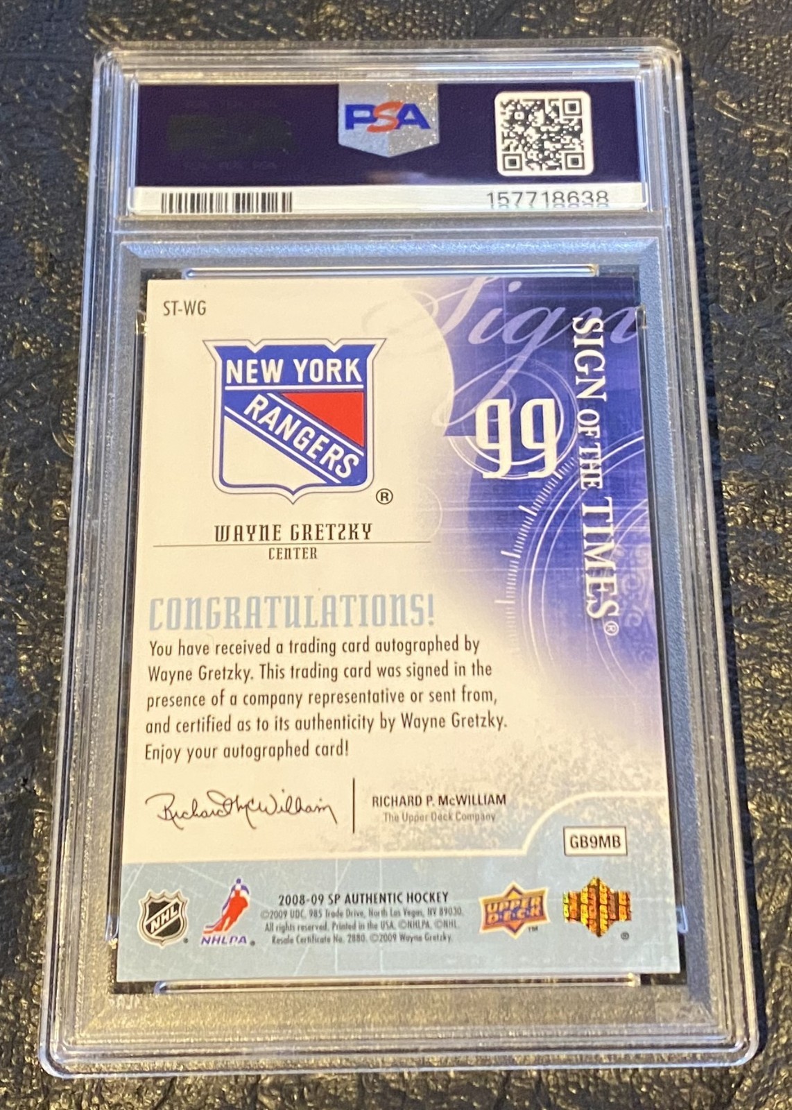 Wayne Gretzky 2008 SP Authentic Autograph PSA 9 MINT On Card Auto POP 1 SOTT SSP view 2