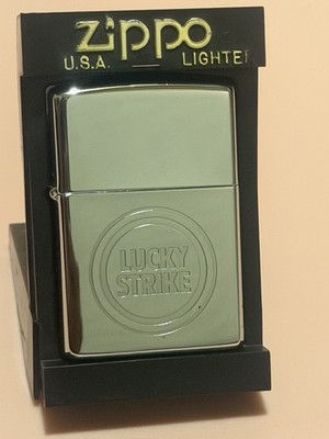 Vintage Lucky Strike Cigarettes Engraved Zippo Lighter High Chrome Sept 1997 New