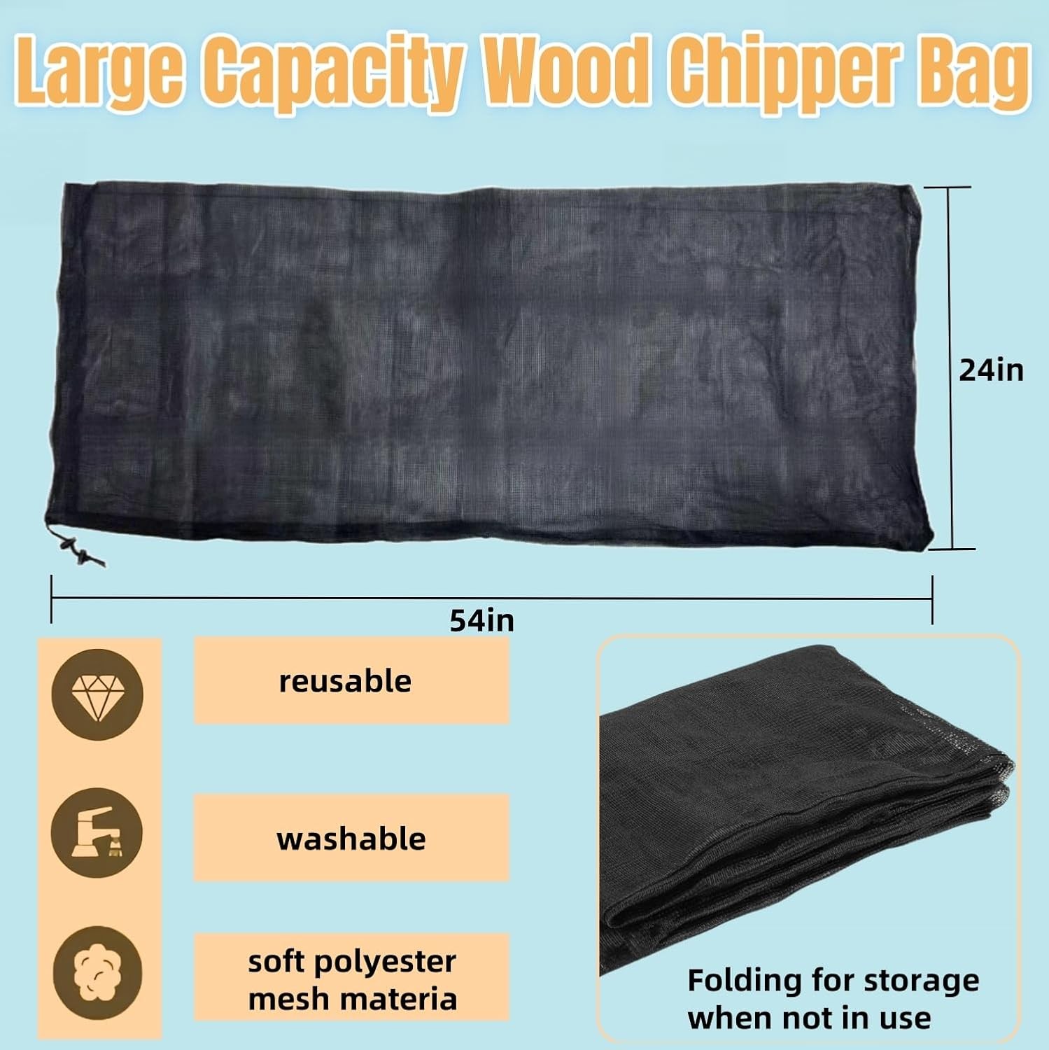 24 "x48 Large Capacity Adjustable Opening Wood Chipper Bag, Reusable Wood... 
