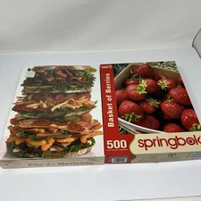 Lot Of 2 SPRINGBOK Jigsaw Puzzles 500 Piece Oils De Merida Basket Of Berries