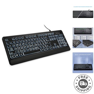 Large Print Waterproof Ergonomic Keyboard - USB Wired for Enhanced Comfort