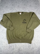 Vintage USMC Marine Corps Crewneck Sweatshirt Soffe USA Medium Olive