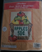 Herrschners FALL APPLE HARVEST Beaded Banner Kit 12" x 15" SEALED New Pony Beads