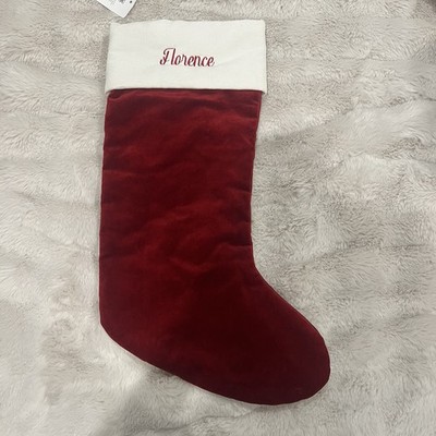 Pottery Barn Medium Classic Velvet Stocking Monogrammed Florence