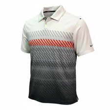 Nike Golf Dri Fit Polo XL White Gray Black Gradient Stripe Tour Performance