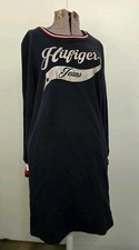 Tommy Hilfiger Knit Shirt Dress Glitter Logo Spell Out Long Sleeve SZ Large