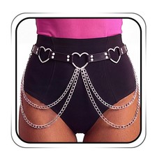 COSYDASY Gothic Black Waist Chain Leather Chains Belt for Women