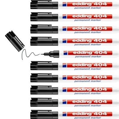 edding 404 permanent marker - black - 10 pens - fine round tip 0.75 mm - waterpr