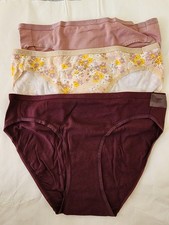 NWT-Jockey organic cotton stretch bikinis- 3-Pack- Small- Burgundy/Nude Pink