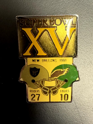 Vintage Starline Super Bowl XV, 1980, Raiders  vs Eagles NFL Lapel Pin