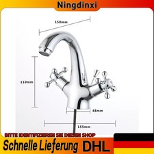 Retro Bad Waschbecken Armatur Nostalgie Mischbatterie mit Kreuzgriffen