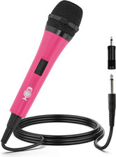 Wired Microphone for Karaoke, Pink - Unidirectional Dynamic Vocal Microphone -