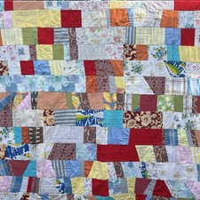 Handmade Patchwork Quilt Crazy Quilt Farmhouse Multi Print 67" x 64"