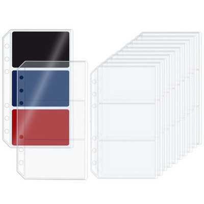 Mogoostry 12pcs A6 Binder 3-Pocket Card Sleeves Clear Size 3-Pocket, 