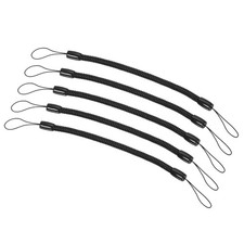 5pcs 6" Plastic Retractable Spring Coil Strap Key Holder Stylus Lanyard, Black