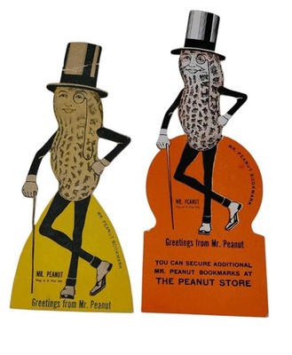 Rare Planters Mr. Peanut Cardboard Bookmarks 1939 & 1940