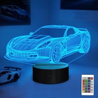 Auto Nachtlicht, 3D Led Rennwagen Illusionslampe 16 Farben Mit Fernbedienung Kre