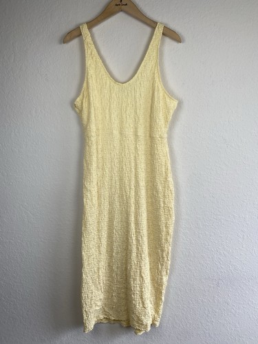 Showpo US 14 Novida Midi Dress Butter Yellow Textured Bodycon Cocktail Stretch - Picture 7 of 10