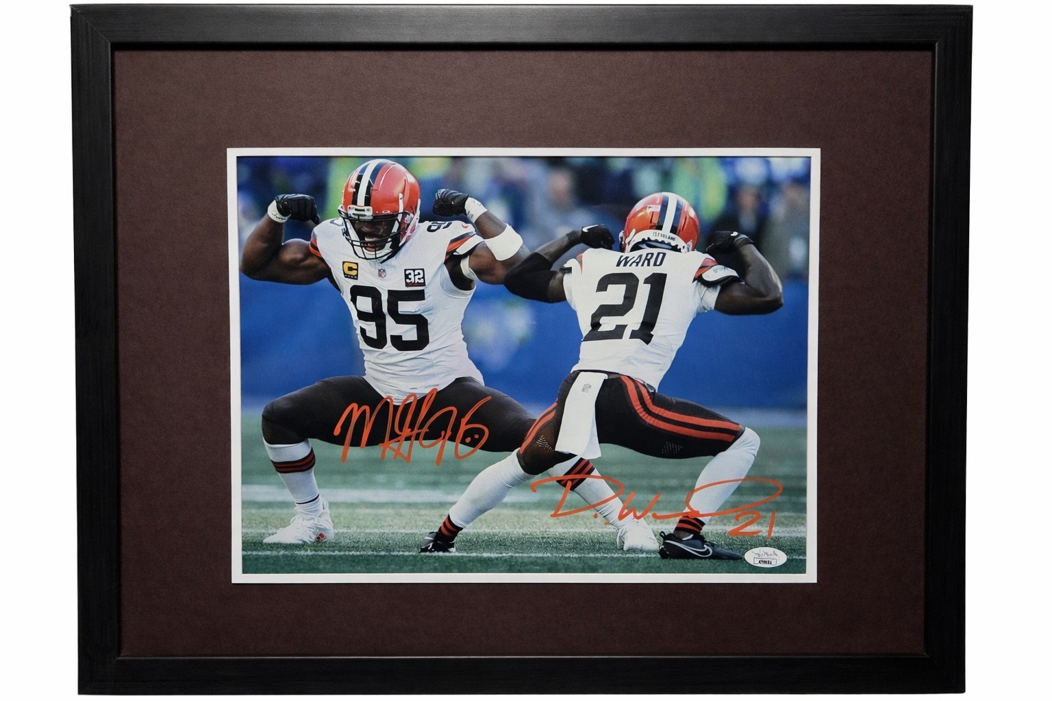 Miles Garrett Autographed Signed Cleveland Browns and Denzel Ward 1114 Framed JSA COA 