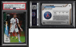 2019-20 Topps Chrome UCL Green Bubbles Refractor Kylian Mbappe Mbappé PSA 9 MINT