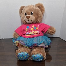Build A Bear Happy Birthday Brown Bear in Pink Shirt and Tull Skirt