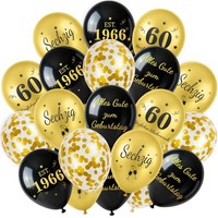 30 Luftballons 60 Geburtstag Schwarz Gold Geburtstagsdeko Ballon Set