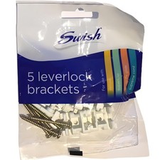 Swish Deluxe Curtain Track Brackets White 5 Pack Leverlock Wall Ceiling Mount