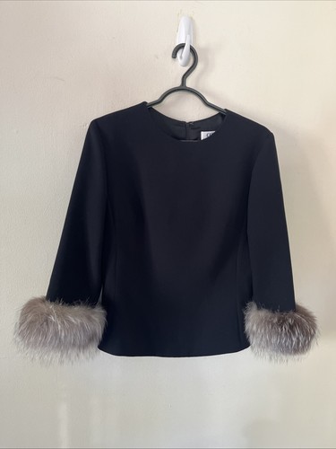 Vintage Chetta B Peter Noviello Sherrie Bloom 8 schwarz Abendtop Fellbündchen - Bild 2 von 8