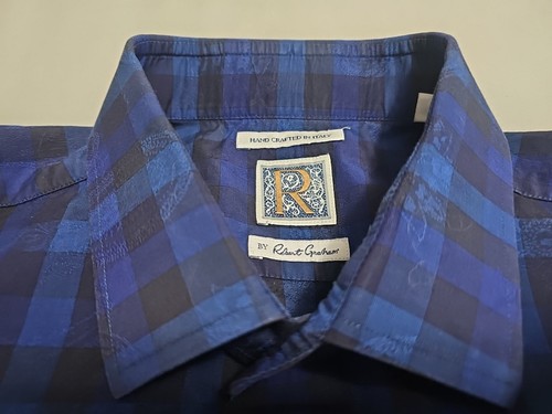 R By Robert Graham Handcrafted In Italy Windowpane/Geometric Dress Shirt SZ L - Bild 13 von 17