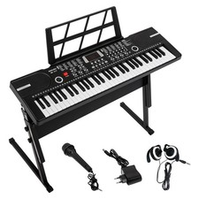 61 Key Digital Music Piano Keyboard - Portable Electronic Instrument w Stand BK
