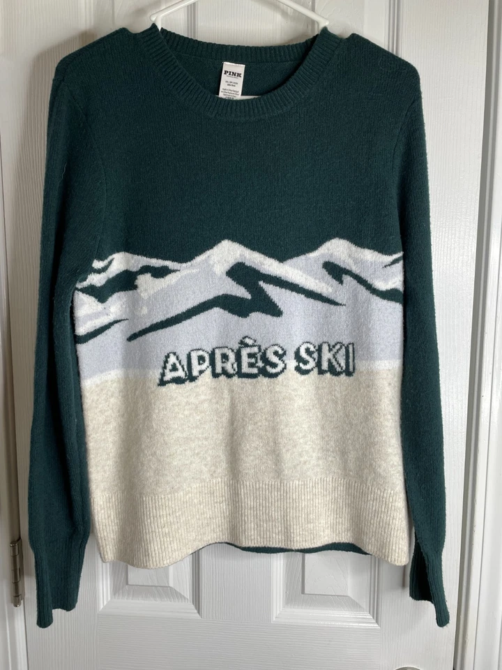Suéter Pullover Victoria Secret Rosa Apres Esquí Talla XS Verde/Blanco Foto 4 de 4
