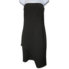 WHITE HOUSE BLACK MARKET Womens Black Strapless Asymmetrical Midi Dress Sz 6
