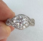 Vintage Round Cut CZ Halo Cluster 925 Sterling Silver Infinity Band Ring sz 10