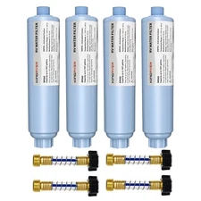 4x RV Water Filter 3/4" Inline Hose Water Filter w/Hose Protector for Household