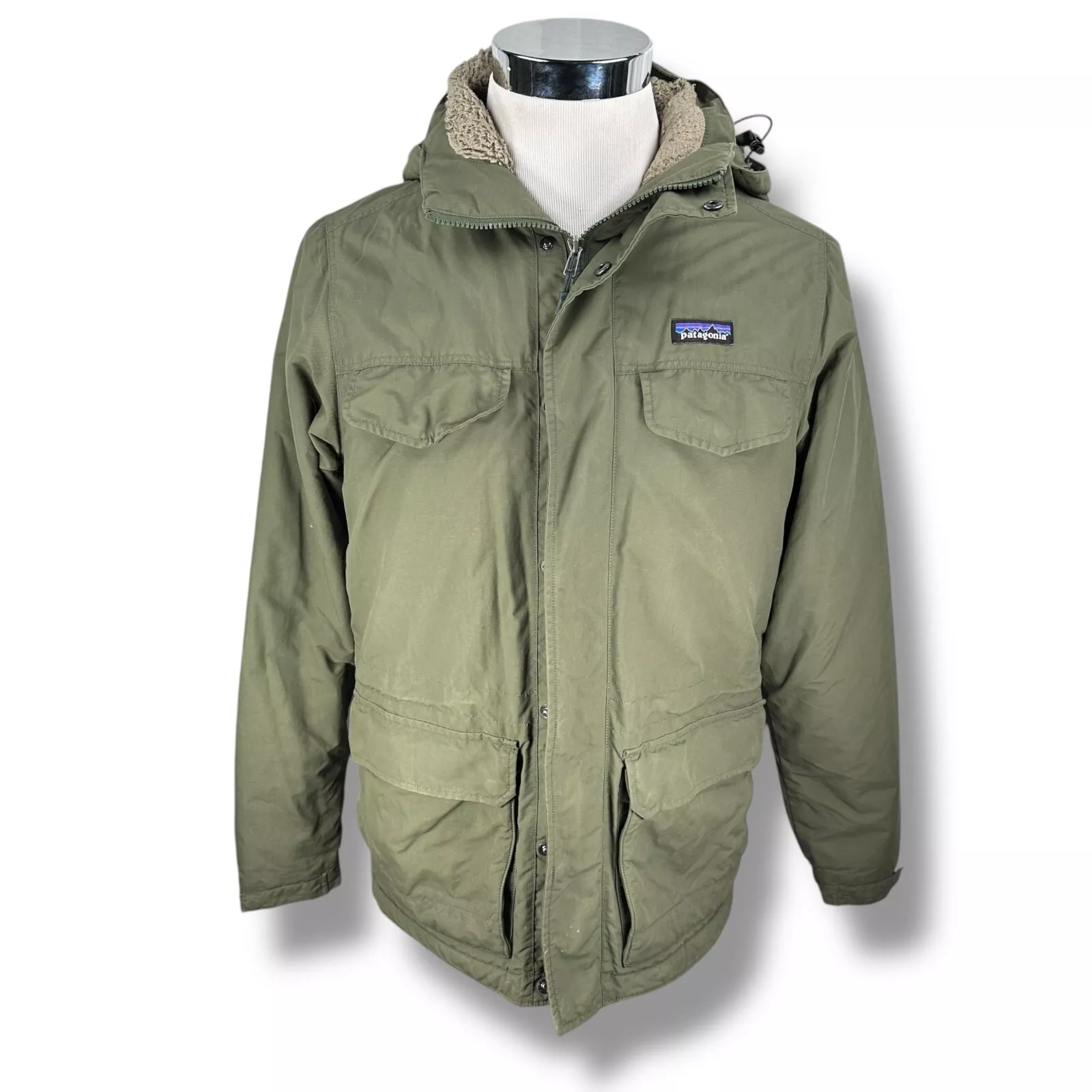patagonia isthmus parka fleece lined full zip hood jacket