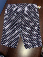 Rafaella Shorts Women s 8 Comfort Pull On Blue/pink/white Bermuda NEW