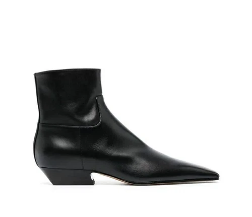 Khaite Kurzstiefel Damen Stiefel mit eckiger Zehenpartie flacher Boden halbhohe Chelsea Boots - Bild 16 von 18