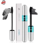 Vibely Mascara 5x Longer Waterproof, 2 in 1 4D Silk Fiber Lash Mascara, Lash Cos